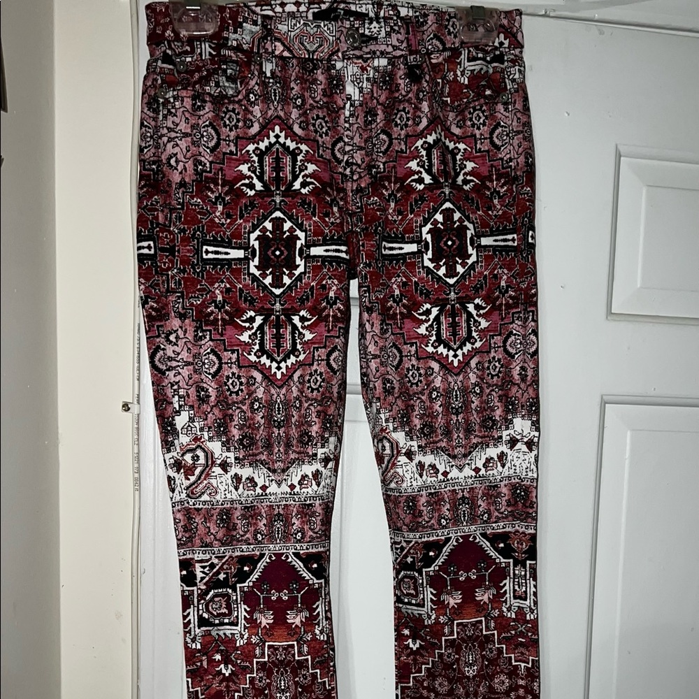 7 for all mankind cotton/spandex blend native pattern pants 28